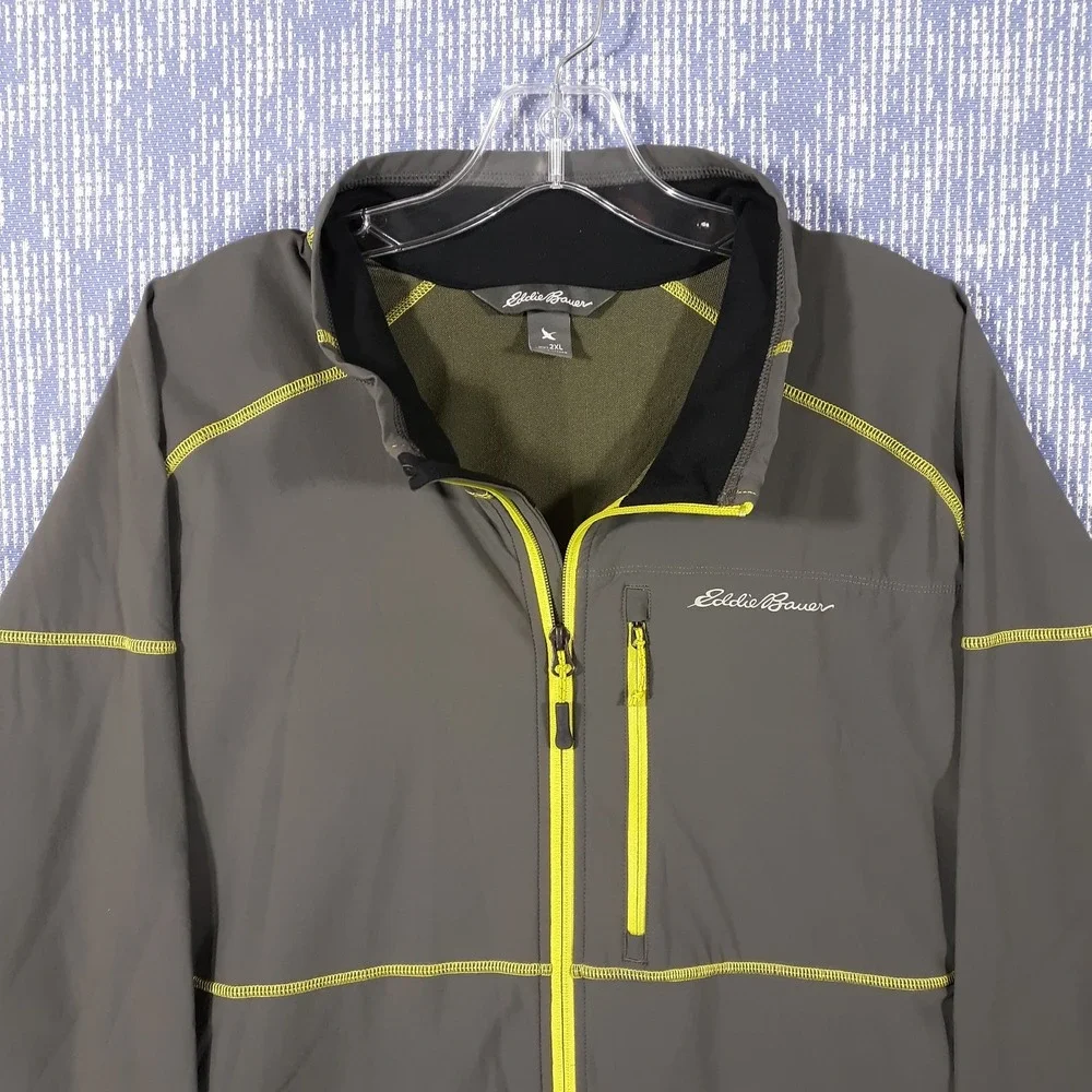 Eddie Bauer Jacket Mens 2XL Gray Activewear Outdoor Full Zip Lightweight Pockets